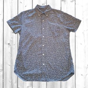 J Crew Gray Button Down Short Sleeve Shirt Slim M
